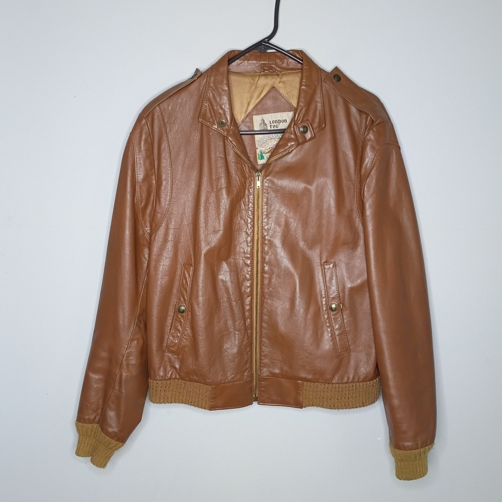 Vintage Leather Bomber Jacket size 40 Men's Medium London Fog Outdoors Unlimited